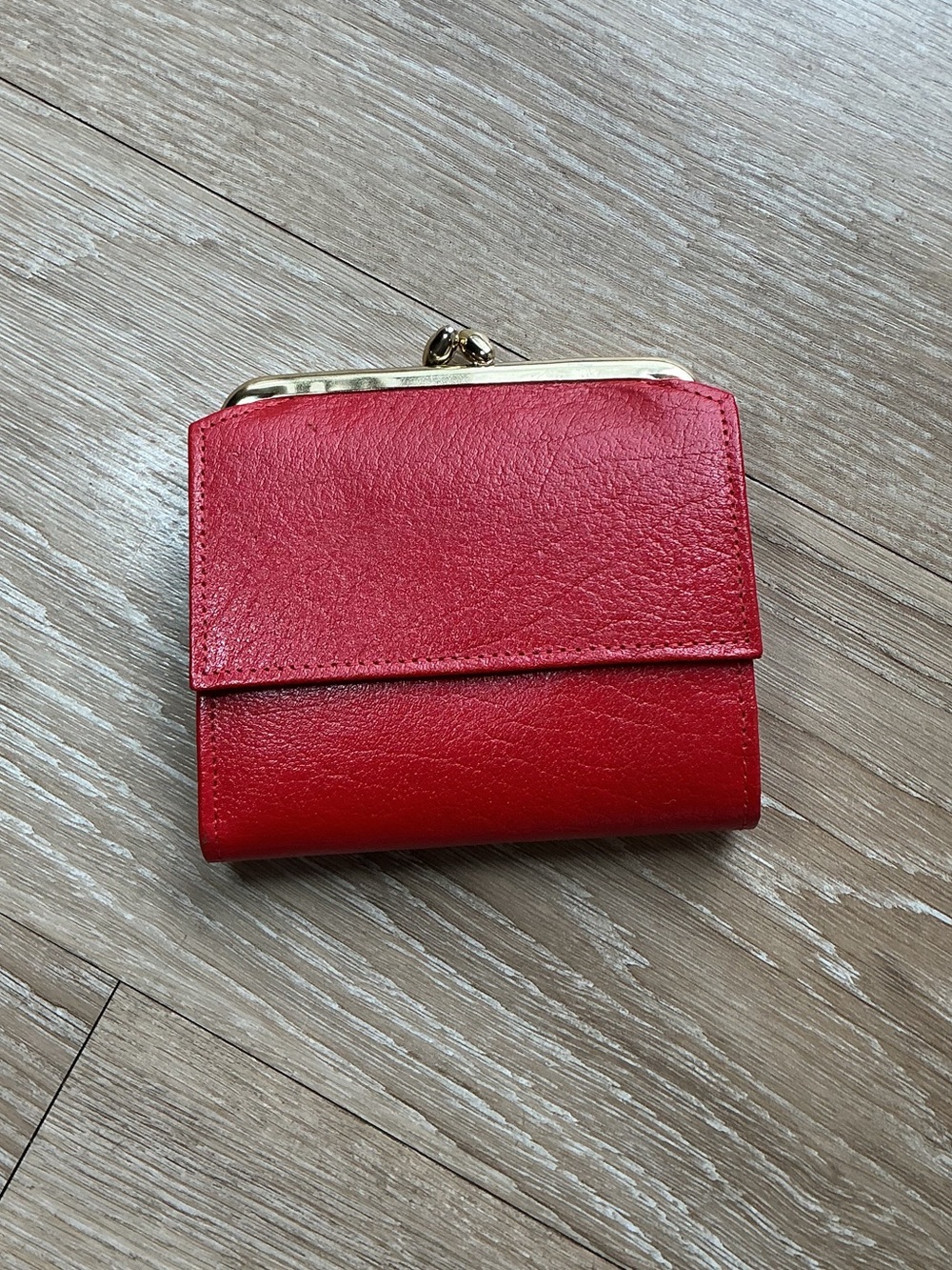 Vintage Prince Gardner Red Genuine Leather Cowhide Tri-fold Wallet